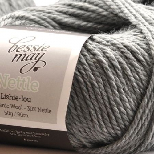 Nettle & Organic Aran Hand Knit Wool ~ Bessie May NETTLE in Green of 'Nettie'